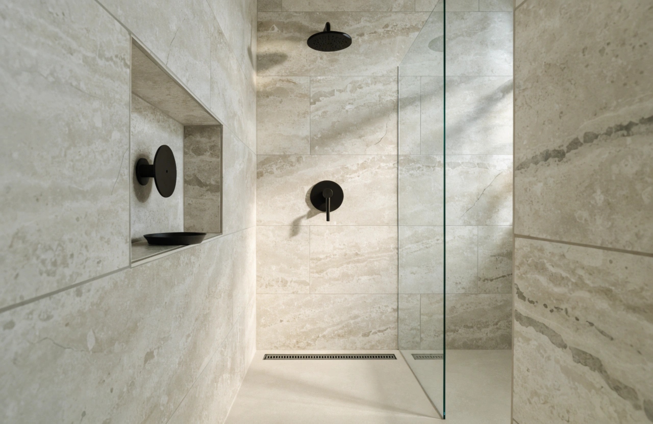 a-frameless-glass-walk-in-shower-in-a-modern-austr (1) Frameless walk-in shower installation in a Wollongong bathroom renovation