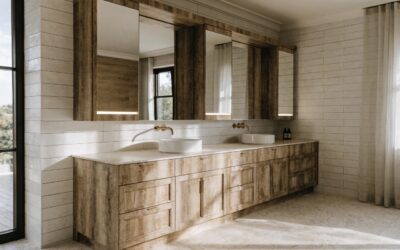 a-full-width-custom-bathroom-vanity-spanning-an-en Full-width double basin custom vanity with timber veneer finish in an Illawarra bathroom renovation