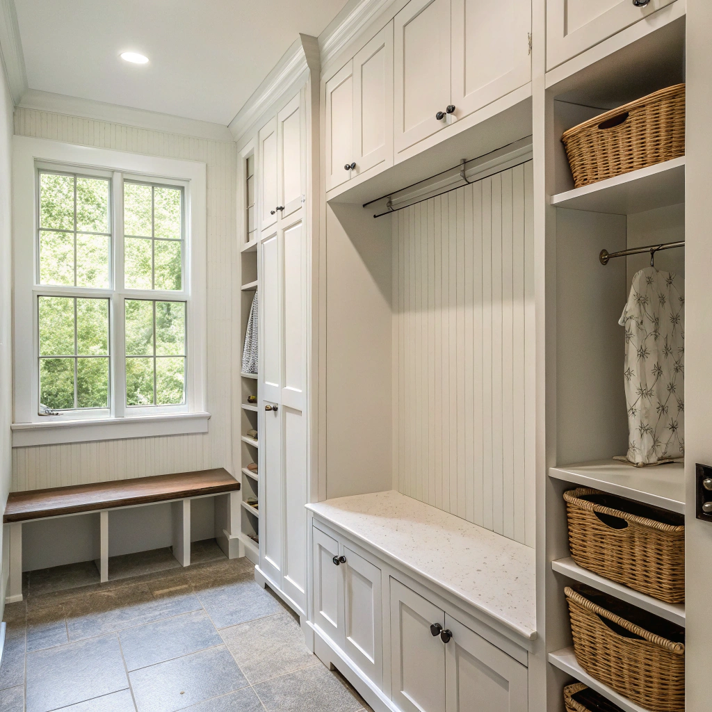 small-laundry-renovation-wall-hung-cabinetry Small laundry renovation with wall-hung cabinetry in Bulli home